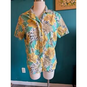 vintage 80s 90s short sleeve button down novelty print animal print large